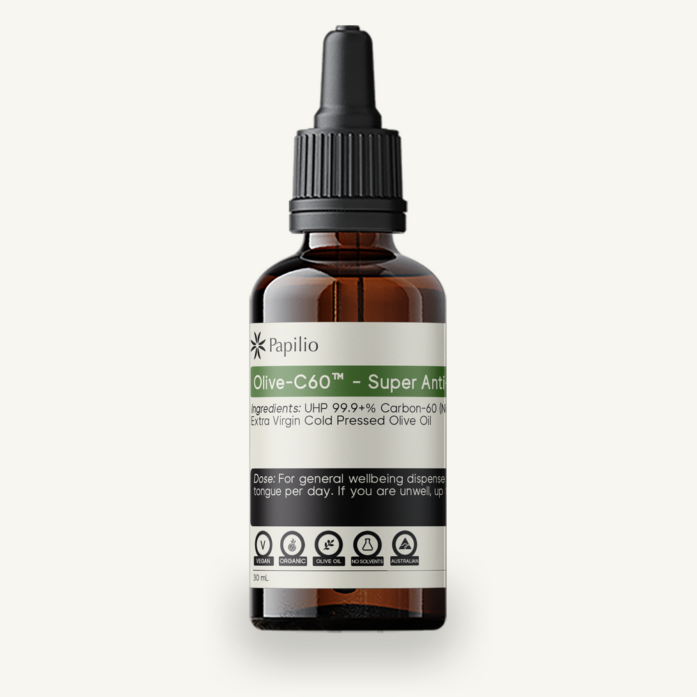 Olive-C60™ Original 30 mL amber dropper bottle by Papilio